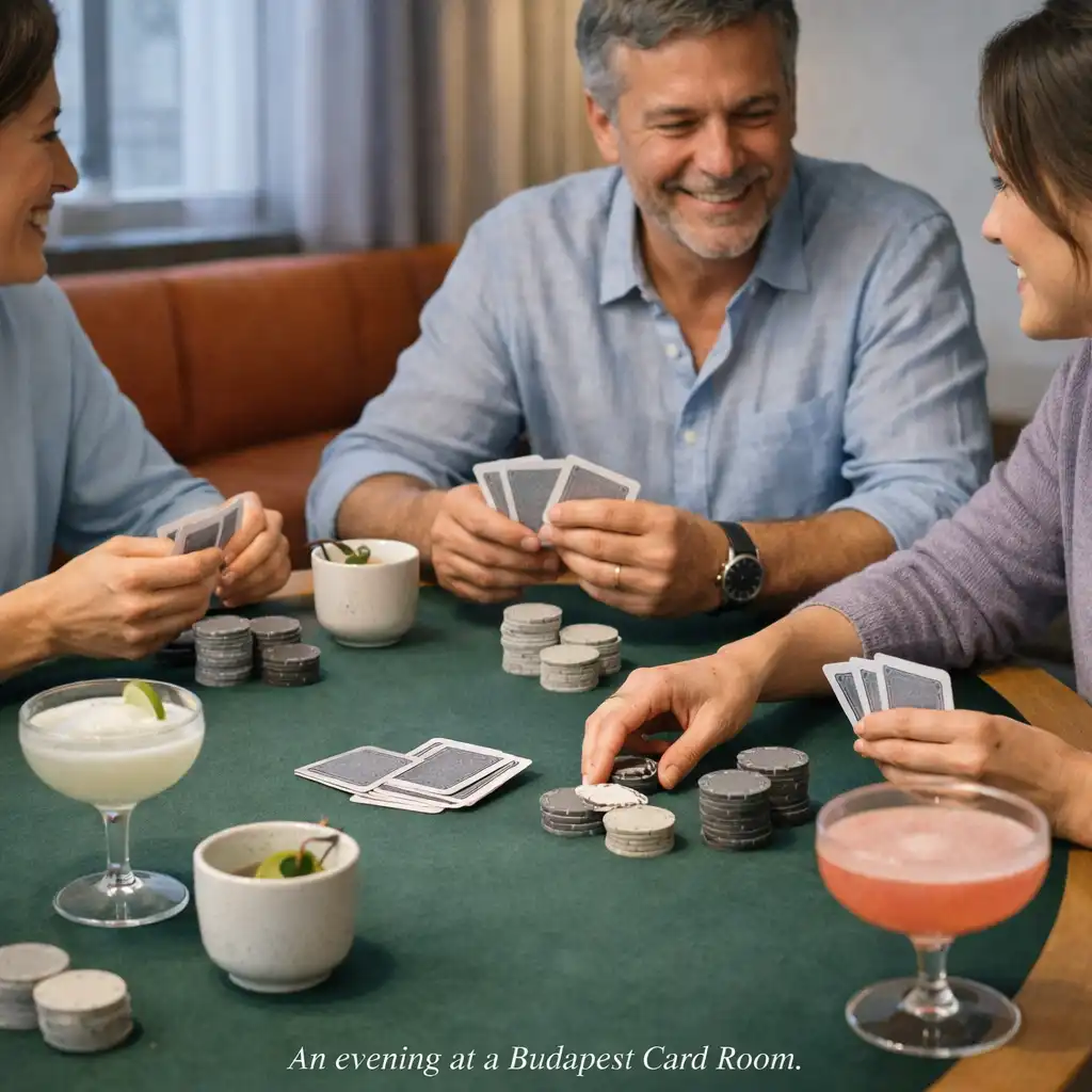 Kézmozdulatok, valódi kártyák és semleges zsetonok egy világos, személyes Card Room asztalánál